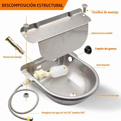Vista 3 de Pollo automático de la cabra del perro de la válvula de flotador del cuenco del agua del ganado auto llenando