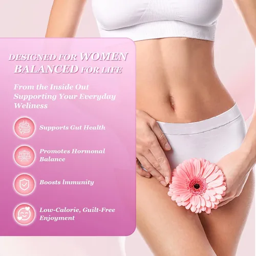 Vista 5 de Her Juicy - Gomitas de probióticos femeninos para mujer, sabor a piña, apoya el equilibrio del pH, la salud intestinal y el sistema inmunológico
