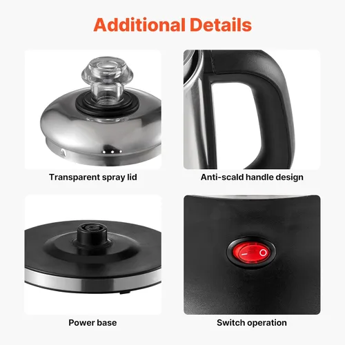 Vista 6 de VEVOR Cafetera Eléctrica de 12 Tazas con Percolador, Cafetera de Acero Inoxidable 304 con Función de Mantenimiento en Calor y Mango Resistente al
