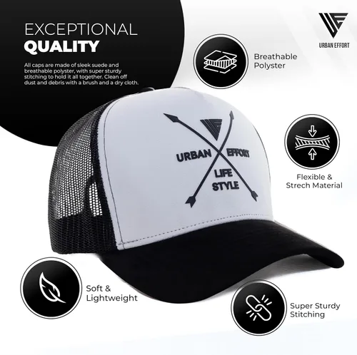 Vista 92 de Urban Effort Gorra trasera de malla, para hombres y mujeres, gorra de béisbol de 5 paneles, gran cierre a presión para caza y senderismo