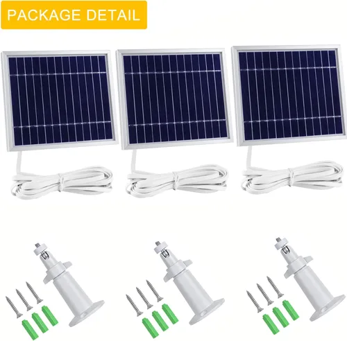 Vista 7 de iTODOS El panel solar funciona para cámaras Arlo Pro y Arlo Pro2, cable de alimentación de 11.8 pies y montaje ajustable (paquete de 3, plateado)