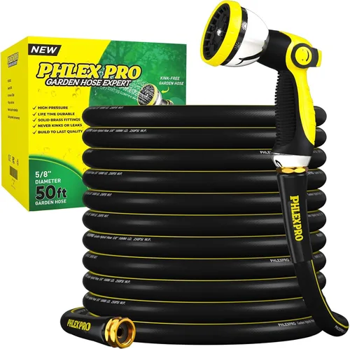 Vista 12 de Manguera de jardín de 3 pies - PHLEX PRO Manguera de agua resistente premium de 5/8' de goma de 3 capas, manguera de agua híbrida flexible e