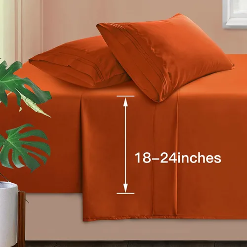 Vista 55 de Manyshofu Juego de sábanas de tamaño individual con bolsillos extra profundos, sábanas y fundas de almohada de 1800 hilos de lujo para hotel, juego