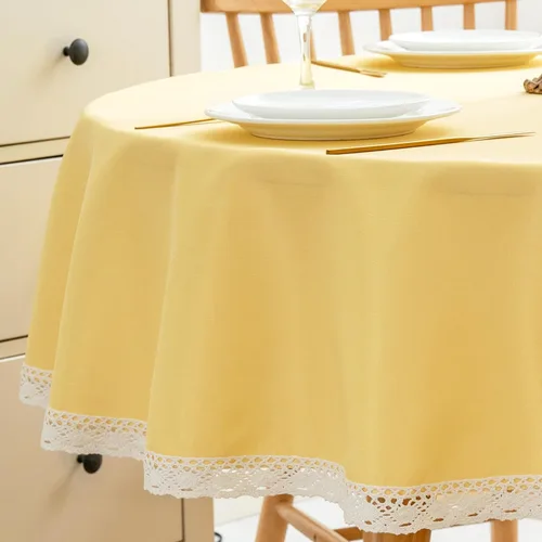 Vista 7 de EHouseHome Mantel de lino sintético con ribete de encaje, impermeable, a prueba de derrames, resistente a las manchas, sin arrugas, a prueba