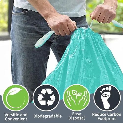 Vista 5 de Bolsas de basura biodegradables Code R L 2-4.7 galones (10-18L) Bolsas de basura compatibles con Simplehuman Código L R resistente, paquete de 50