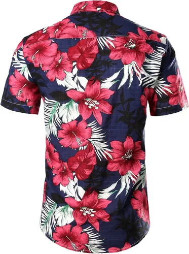 Vista 2 de JOGAL - Camisa hawaiana de manga corta con botones para hombre