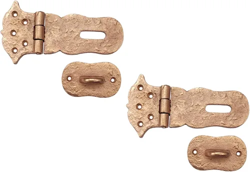 Vista 3 de Adonai Hardware Paran - Cerrojo de seguridad de hierro fundido antiguo resistente (4 pulgadas x 2 unidades, latón antiguo) para cofre del tesoro