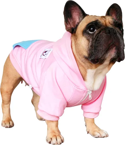 Vista 11 de 2pcs French Bulldog Pug Zipper Hoodies Clothes Black Grey - Medium Zipped Sweatshirts Cold Winter Coats Sweaters for Frenchie Boston Terrier Puppy