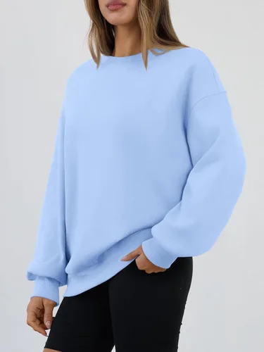 Vista 3 de Trendy Queen - Sudaderas para mujer, sudaderas con capucha de gran tamaño, cuello redondo, suéteres cómodos para otoño e invierno, ropa a la moda