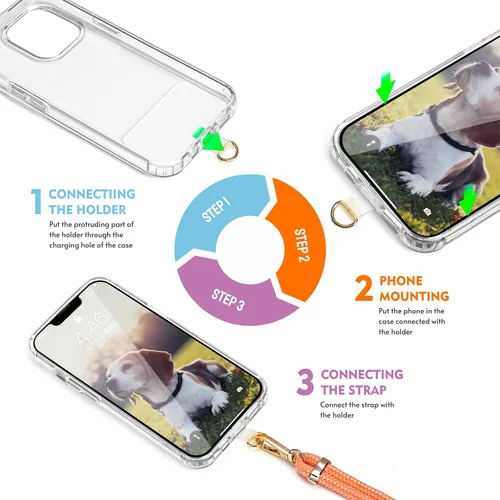 Vista 7 de 2 Almohadillas Cordón para Teléfono Ajustable Crossbody Correa para Cuello de Teléfono Celular Universal Cordón de Muñeca para Teléfono Móvil + 2pcs