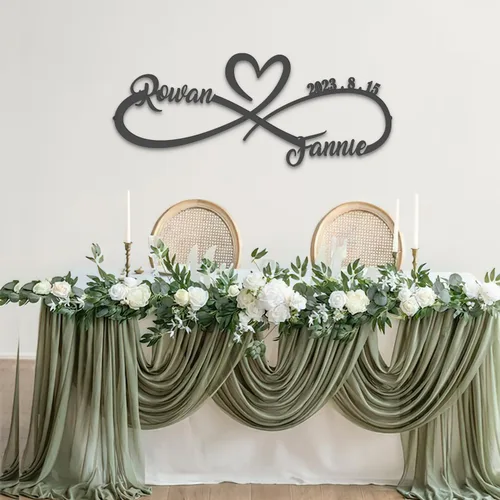 Vista 3 de Regalos personalizados de aniversario de boda para parejas 2025, letreros de infinito de metal personalizados con nombres y fecha, arte de pared