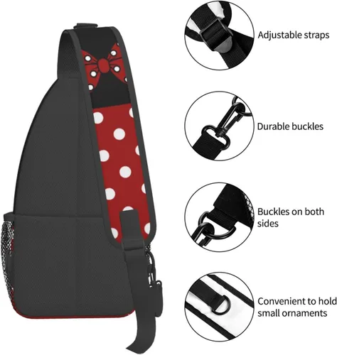 Vista 5 de Azfxpij Bolso bandolera de lunares para mujeres y hombres, mochila de hombro de lunares retro de moda, multiusos, para viajes, senderismo, mochila