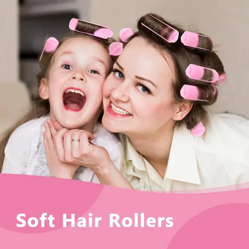 Vista 2 de Oruola 14 rodillos de espuma para el cabello, rodillos de pelo de 2.67 pulgadas para dormir, rizadores sin calor para cabello fino y fino, rodillos