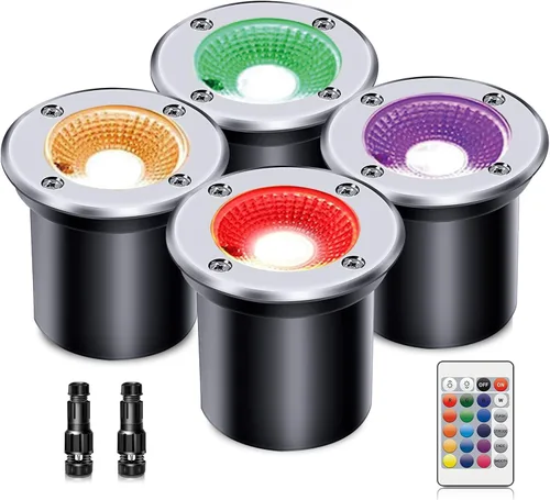 Vista 13 de Paquete de 4 luces LED de bajo voltaje de 3 W y 12 V, luz LED de paisaje impermeable IP67 luces de camino para exteriores, focos de árboles