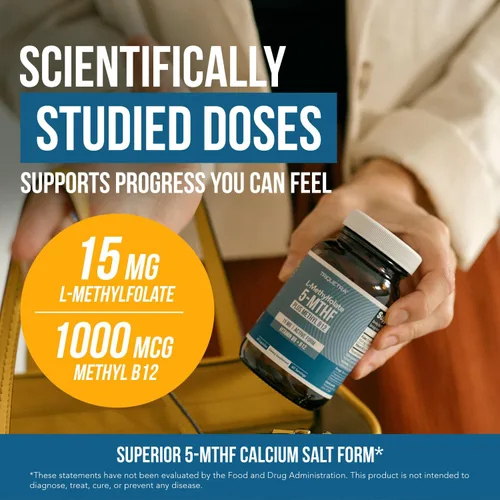 Vista 3 de L Metilfolato 15mg Plus Metil B12 Cofactor – Alta Potencia, Forma Activa 5-MTHF - Apoya el Estado de Ánimo, la Metilación, la Cognición – Formas