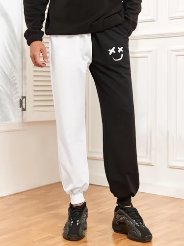 Vista 2 de ZAFUL Pantalones deportivos cónicos para hombre, pantalones de entrenamiento para gimnasio, correr, con estampado de dibujos animados, con cordón
