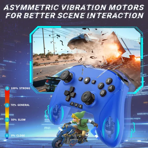 Vista 5 de Bluetooth Controller for SwitchMacPCSteamMobile PhoneiOSAndroidTViPadTableApple Arcade MFi Games, Switch Pro Controller Wireless with Adjustable