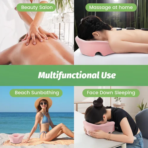 Vista 7 de Reposacabezas de masaje para cama, almohada boca abajo, doble orificio de escape, almohada de masaje BBL de espuma viscoelástica para equipo de mesa