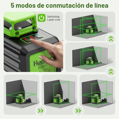 Vista 5 de HUEPAR Nivel láser 360 autonivelante, 3x360° mejor nivelador láser de línea