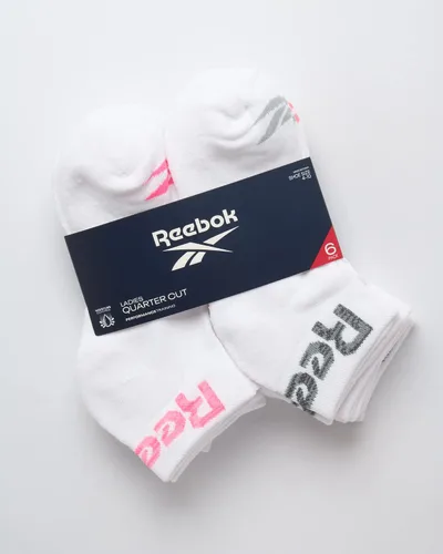 Vista 2 de Reebok Calcetines deportivos acolchados cómodos de corte de un cuarto para mujer (paquete de 6)
