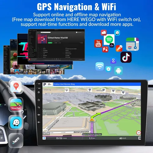 Vista 4 de 4 núcleos+64G Android 15 para Honda CRV 2007-2011 Radio de coche estéreo con A-pple inalámbrico CarPlay Android Auto WiFi GPS, pantalla táctil de 9