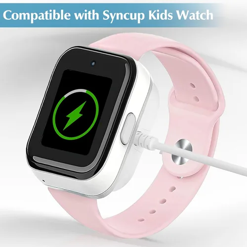 Vista 2 de Paquete de 2 cargadores compatibles con Syncup Kids Watch, cable de carga de 3.3 pies para reloj T Mobile Sync Up para niños, color blanco