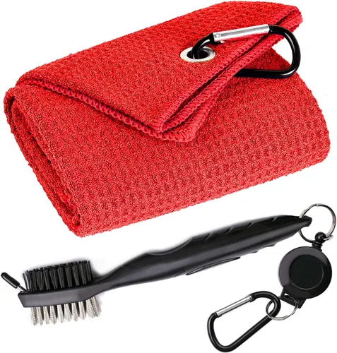 Vista 11 de Toallas de Golf, Toalla de Golf de Microfibra con Patrón Waffle Tri-fold - Kit de Herramientas de Cepillo con Limpiador de Ranuras del Club, con 2