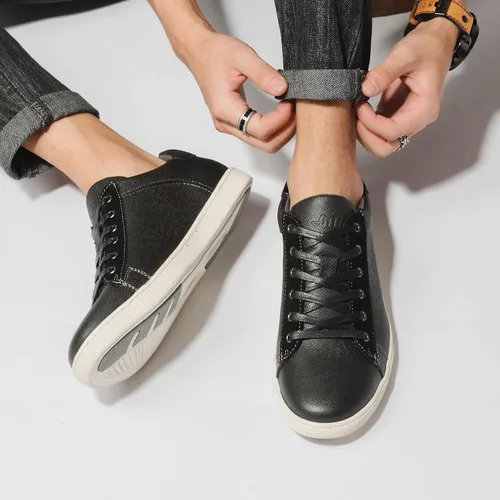 Vista 9 de Zapatos deportivos Oxford casuales para hombre, de cuero genuino, diseño de moda, zapatos bajos para caminar para hombres
