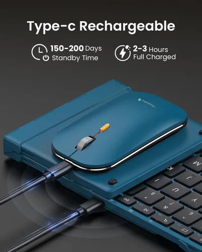 Vista 6 de ProtoArc XKM01 - Combo de ratón y teclado plegable de tamaño completo para Azul