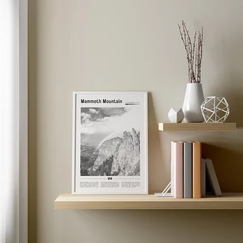 Vista 5 de Impresión de montaña de mamut en blanco y negro, póster de montaña de mamut, arte de pared de montaña de mamut, póster de viaje, obra de arte
