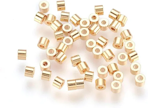 Vista 13 de Craftdady 50 cuentas redondas planas chapadas en oro de 18 quilates de latón galvanizado de 0.394 pulgadas para hacer joyas agujero: 0.059 pulgadas