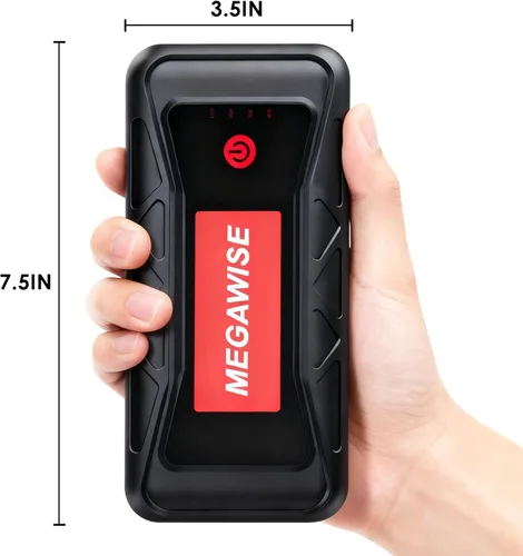 Vista 2 de MEGAWISE 2500A Peak 21800mAh - Batería de arranque portátil para coche (hasta 8.0L Gas/6.5L motores diésel) 12V Paquete de alimentación portátil