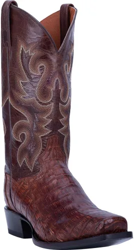Vista 2 de Dan Post Botas de vestir bordadas Bayou para hombre con punta cuadrada a media pantorrilla - marrón