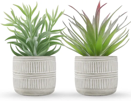 Vista 7 de Der Rose Plantas Suculentas Artificiales en Macetas para Habitación, Hogar, Baño, Dormitorio, Oficina, Decoración Boho Small fake plants，sturdy
