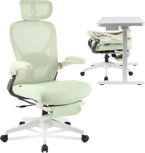 Vista 11 de FLEXISPOT Foldex - Silla de oficina ergonómica, silla plegable para espacios pequeños con soporte lumbar, reposabrazos abatibles, reposacabezas 3D