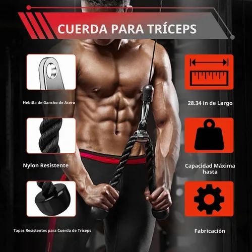 Vista 7 de LAT - Accesorio de cable de barra con empuñaduras de goma, barra de rizo sólida resistente de lujo, colgador giratorio para el gimnasio en casa