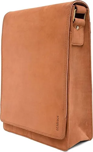 Vista 2 de LEABAGS Bolso de mensajero de cuero Cuero auténtico de búfalo hasta 13 pulgadas para laptop Bolsa de hombro Bandolera Maletín Trabajo Vintage