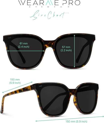 Vista 6 de WearMe Pro - Gafas de sol de gran tamaño con lente espejo completo para mujer