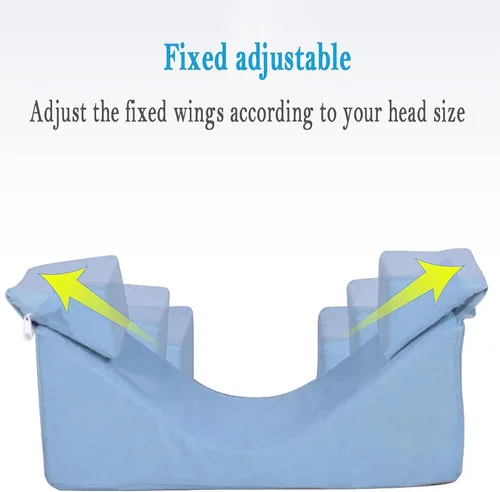 Vista 6 de Reposacabezas antilateral, almohada de esponja curvada, ajustable y extraíble, protege la columna cervical de los ancianos, rango de ancho de cama