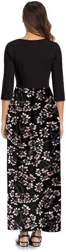 Vista 4 de SHELY vestido largo con estampado floral para mujer con manga 34 informal