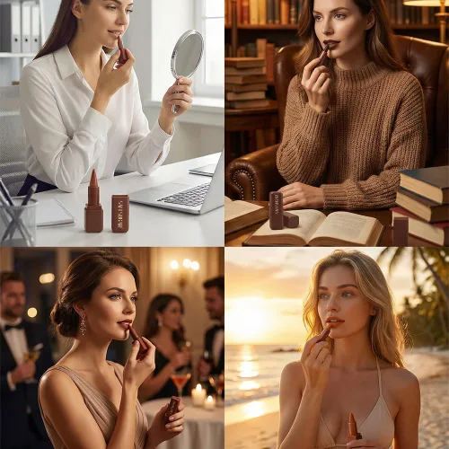 Vista 76 de BAISEN DIARY 2 en 1 doble punta mate delineador de labios y brillo de labios, lápiz combinado de labios marrón nude degradado, delineador de labios