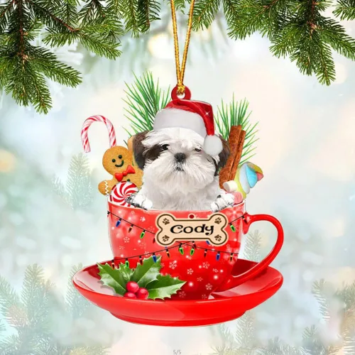 Vista 91 de NAZENTI Adorno personalizado de Alaskan Malamute en taza roja, adorno de Navidad personalizado para perros amantes de las mascotas, colgante