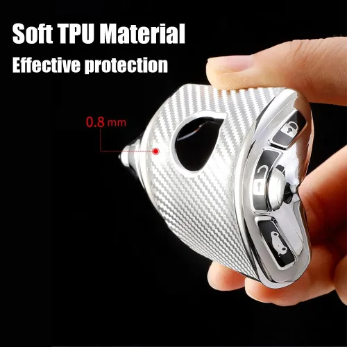 Vista 4 de Funda para llavero de automóvil con textura de fibra de carbono de TPU, se adapta a Volvo XC90 XC60 XC40 S60 S90 V90 V60 Polestar 1 T5 T6 Accesorios