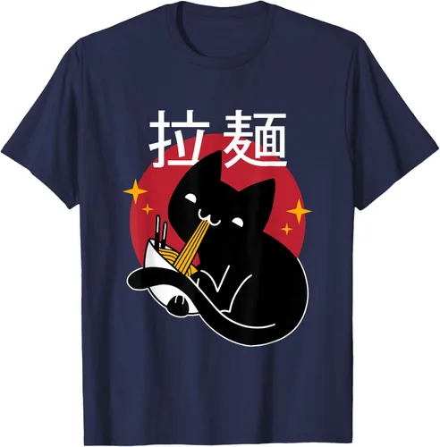 Vista 20 de Camiseta japonesa Ramen Noodle Cat, Negro