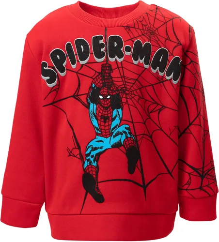 Vista 2 de Marvel Conjunto de sudadera y pantalones de vellón Spider-Man para niños pequeños a grandes, Rojo