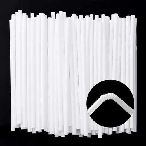 Vista 12 de ALINK 1000 popotes flexibles blancos, pajitas flexibles de plástico envueltas individualmente, 7.75 x 0.23 pulgadas