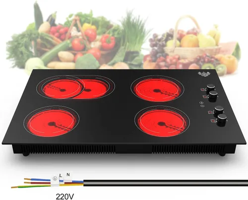 Vista 10 de GIHETKUT Placa de inducción de 2 quemadores, placa de inducción de 110 V 4000 W con panel cepillado, control de perilla, 9 niveles de potencia