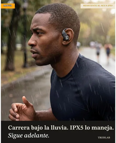 Vista 6 de TREBLAB Auriculares inalámbricos X4 con ganchos para los oídos, batería 253H, micrófono ENC, Bluetooth 5.4, funda de carga USB-C, IPX5 impermeable
