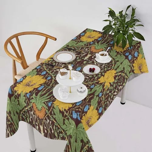 Vista 155 de Mantel Floral Retro de Pájaros, Diseño Original Bohemio William Morris Estampado Cubierta de Mesa para Hogar Picnic Fiesta Comedor Cocina William