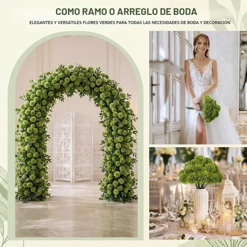 Vista 4 de Tigeen 50 piezas de flores artificiales de crisantemo, bola de crisantemo artificial realista para bricolaje, ramos de boda, despedidas de soltera